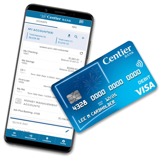 Centier mobile app and debit card
